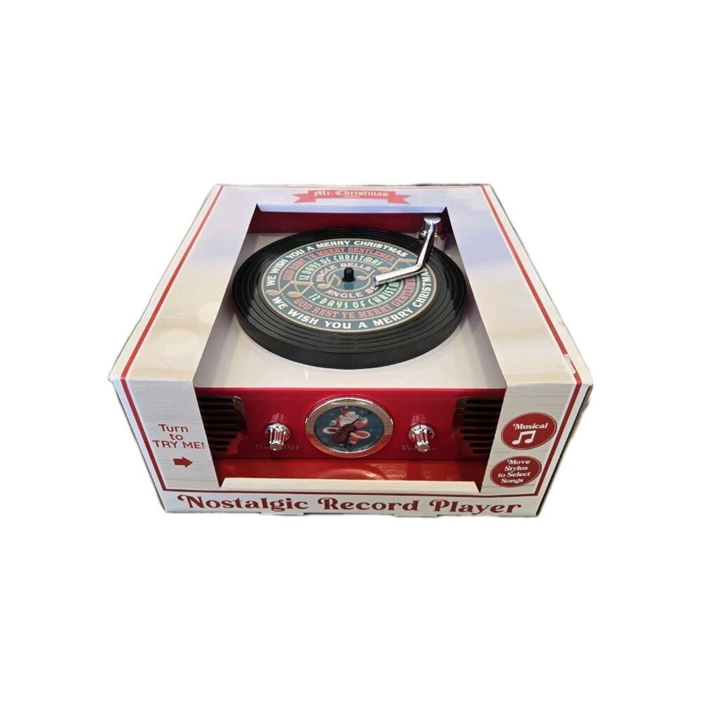New Retro Tabletop Classic Song Musical Vintage Record Player Christmas Decor - Picture 2 of 4
